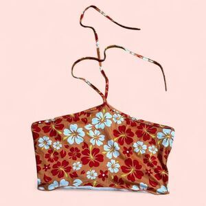 Orange and white hibiscus going out top/ halter top from Shein